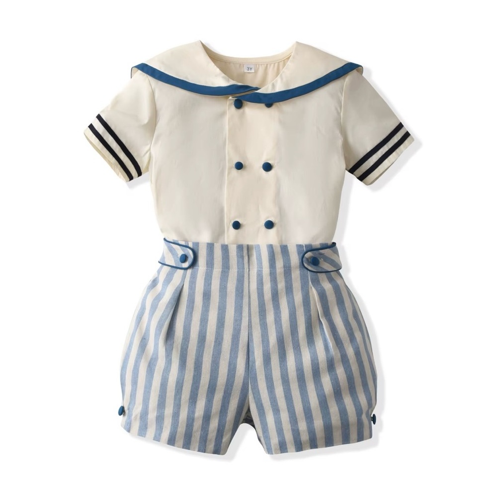 Classic Nautical Kids Matching Set in Blue and Cream